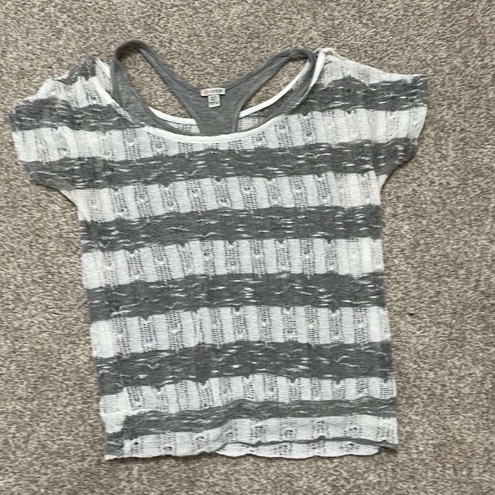 Black and white stripes guess tank top layered shirt